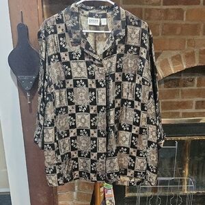 Chico's Design Black and Gold Floral Top